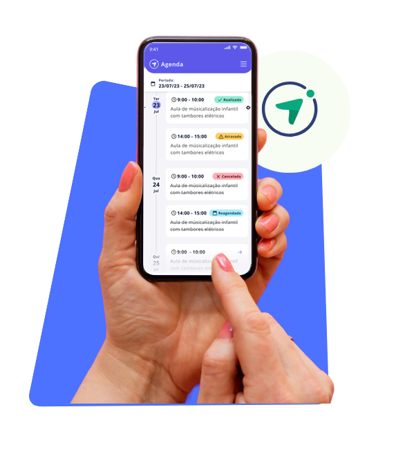 App do educador - Mão segurando